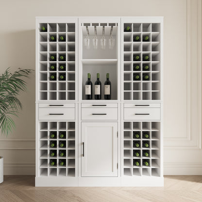 Walnut Modular Wine Bar Cabinet 28-Bottle Storage