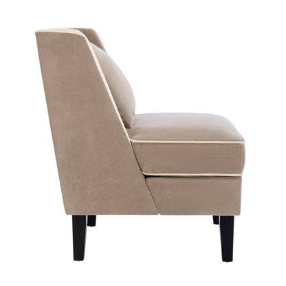 Velvet Wingback Accent Chair – Tan & Cream