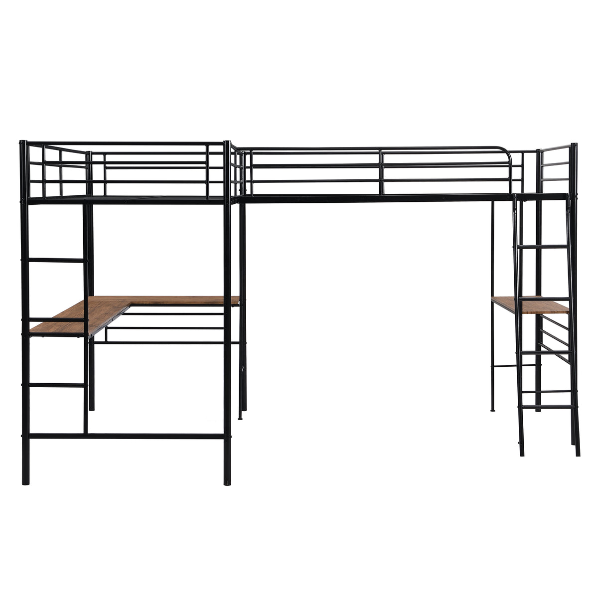 Twin Metal Loft Bed with Desk Black