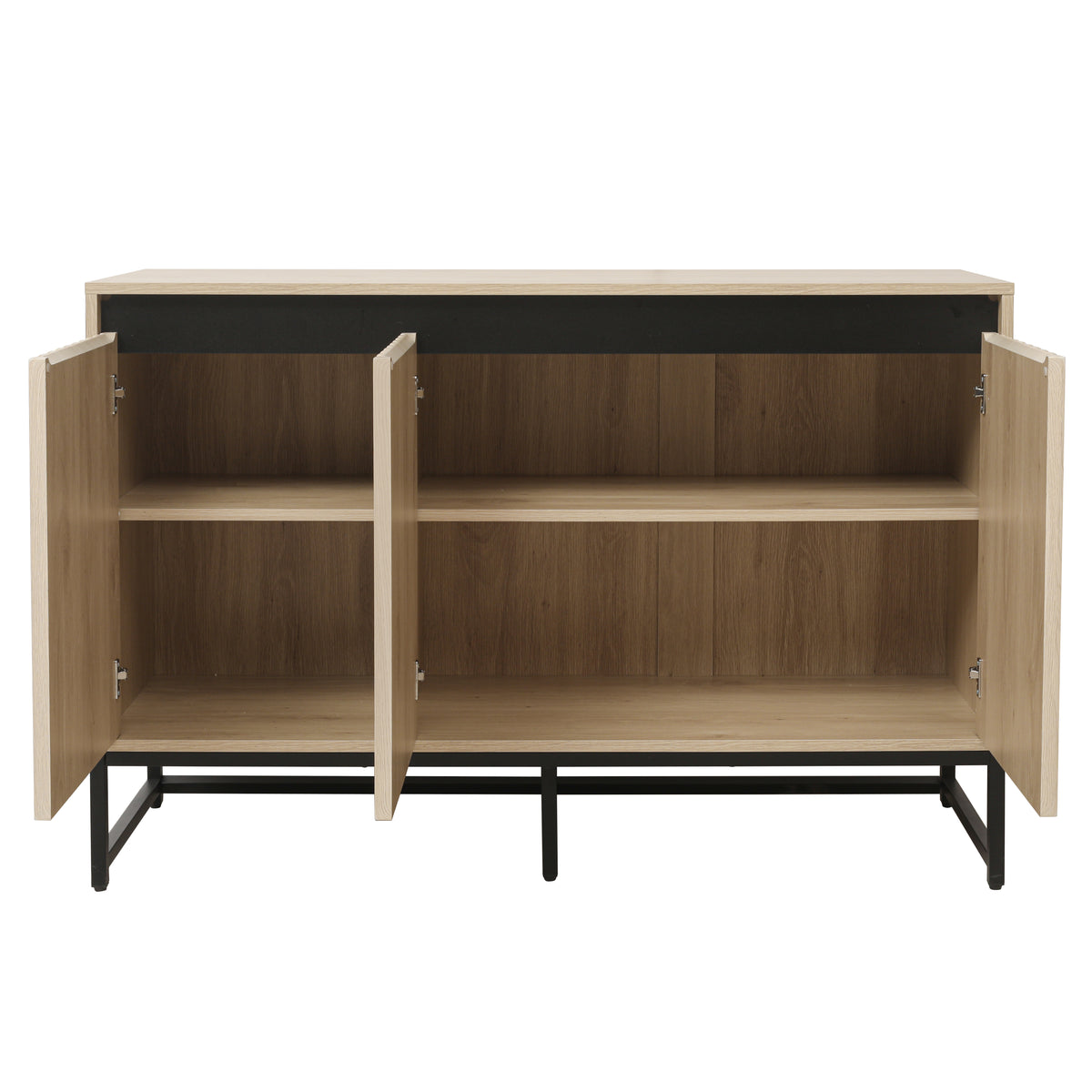 Engraved 3-Door Sideboard Cabinet with LED Lighting