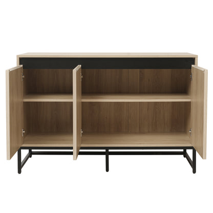 Engraved 3-Door Sideboard Cabinet with LED Lighting