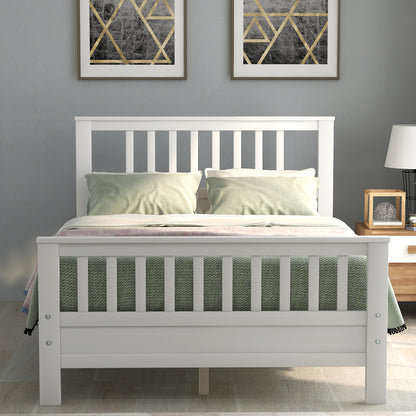 Wooden Platform Bed with Footboard White