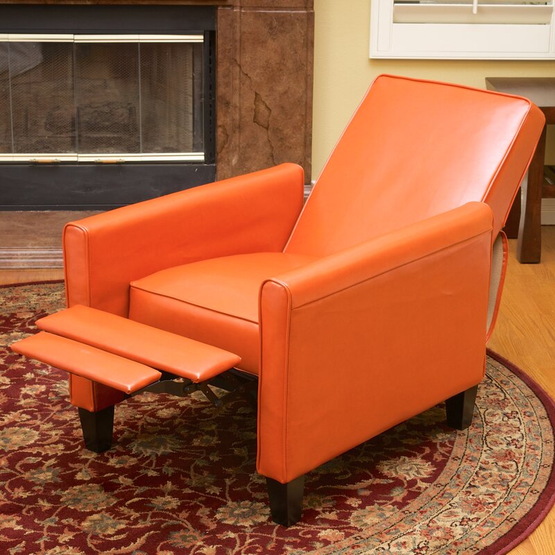 Push-Back Recliner Chair Orange Fabric
