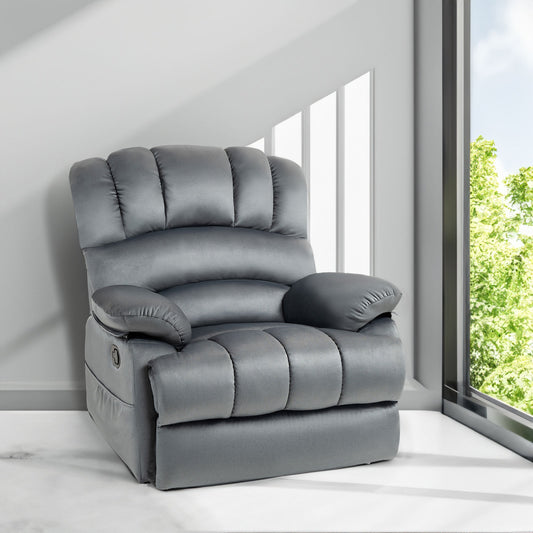 Large Manual Fabric Recliner – Gray