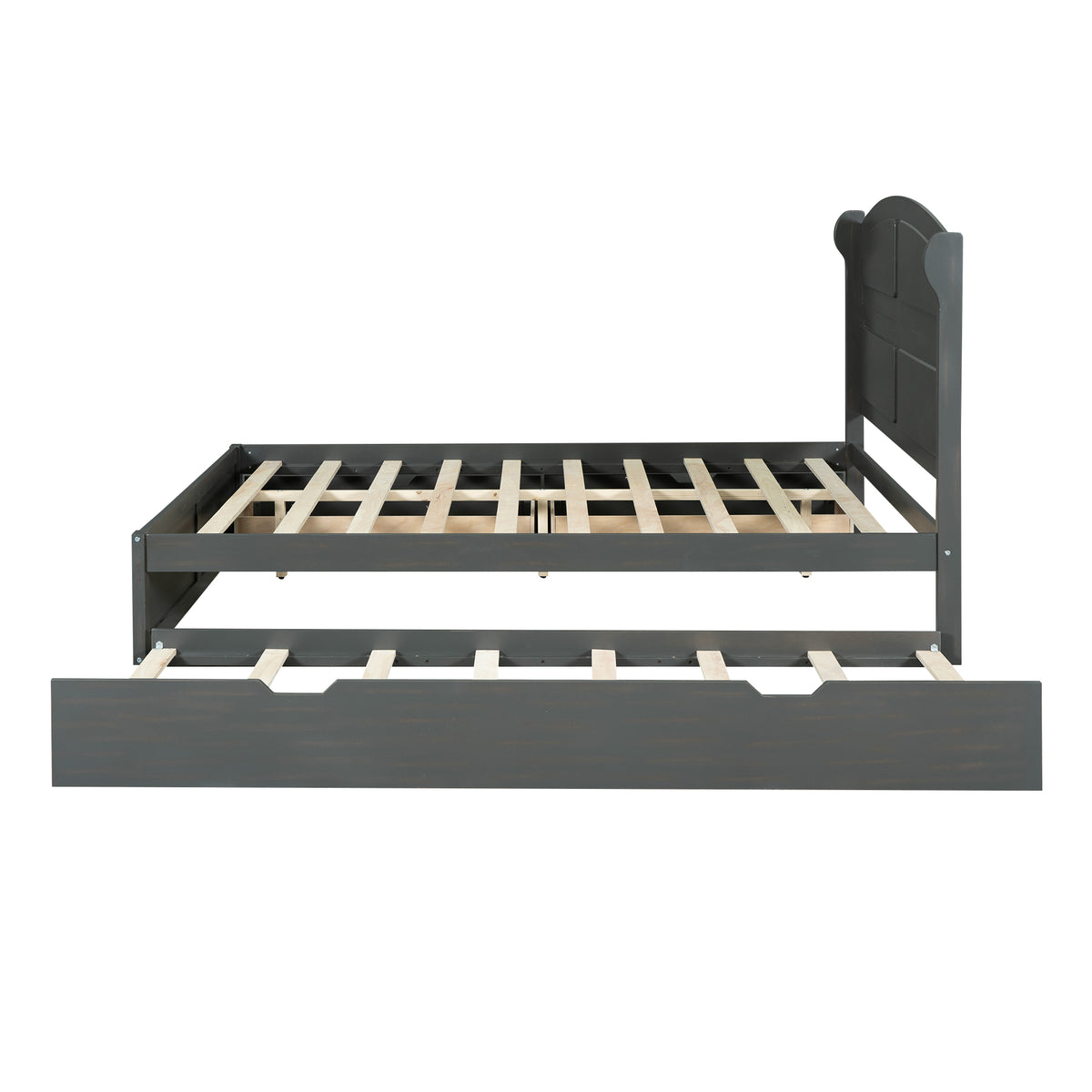 Queen Platform Bed with Trundle Antique Gray