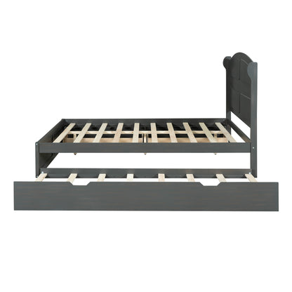Queen Platform Bed with Trundle Antique Gray