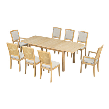 84” Expandable Dining Set – Natural Finish