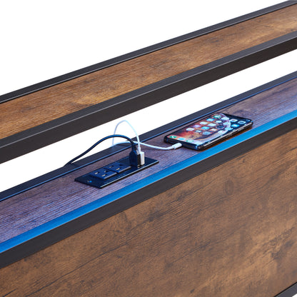 LED Platform Bed Wood Finish