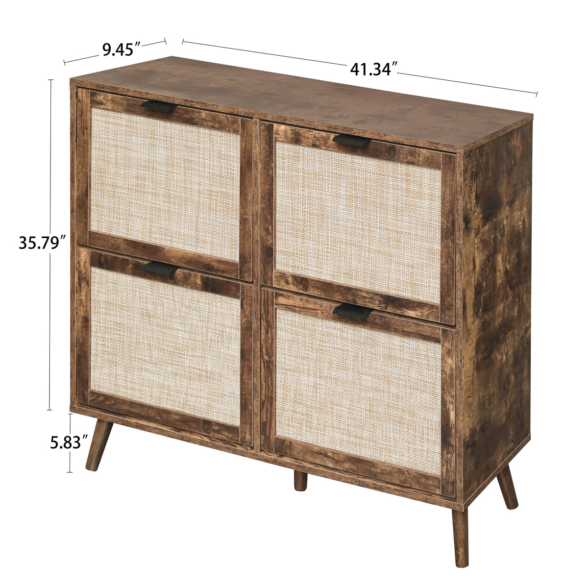 4-Door Freestanding Shoe Cabinet with Storage Shelves