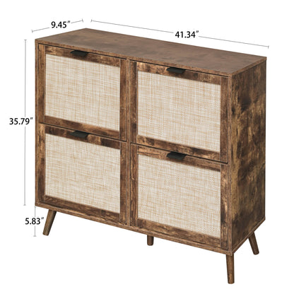 4-Door Freestanding Shoe Cabinet with Storage Shelves