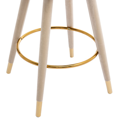 Coolmore Velvet Bar Stools (2 pcs) – Beige