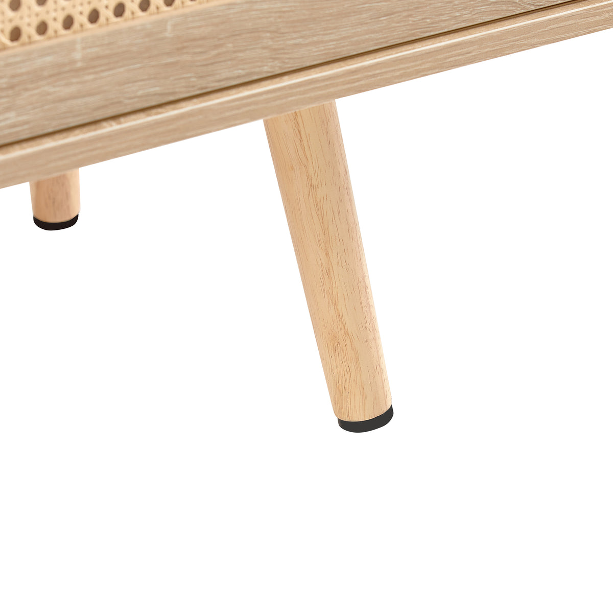 Rattan Wood TV Console – Adjustable Doors, Natural Finish