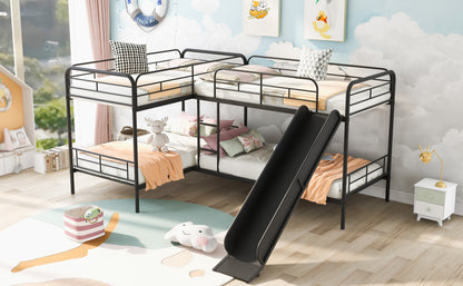 Twin L-Shaped Bunk Bed Black