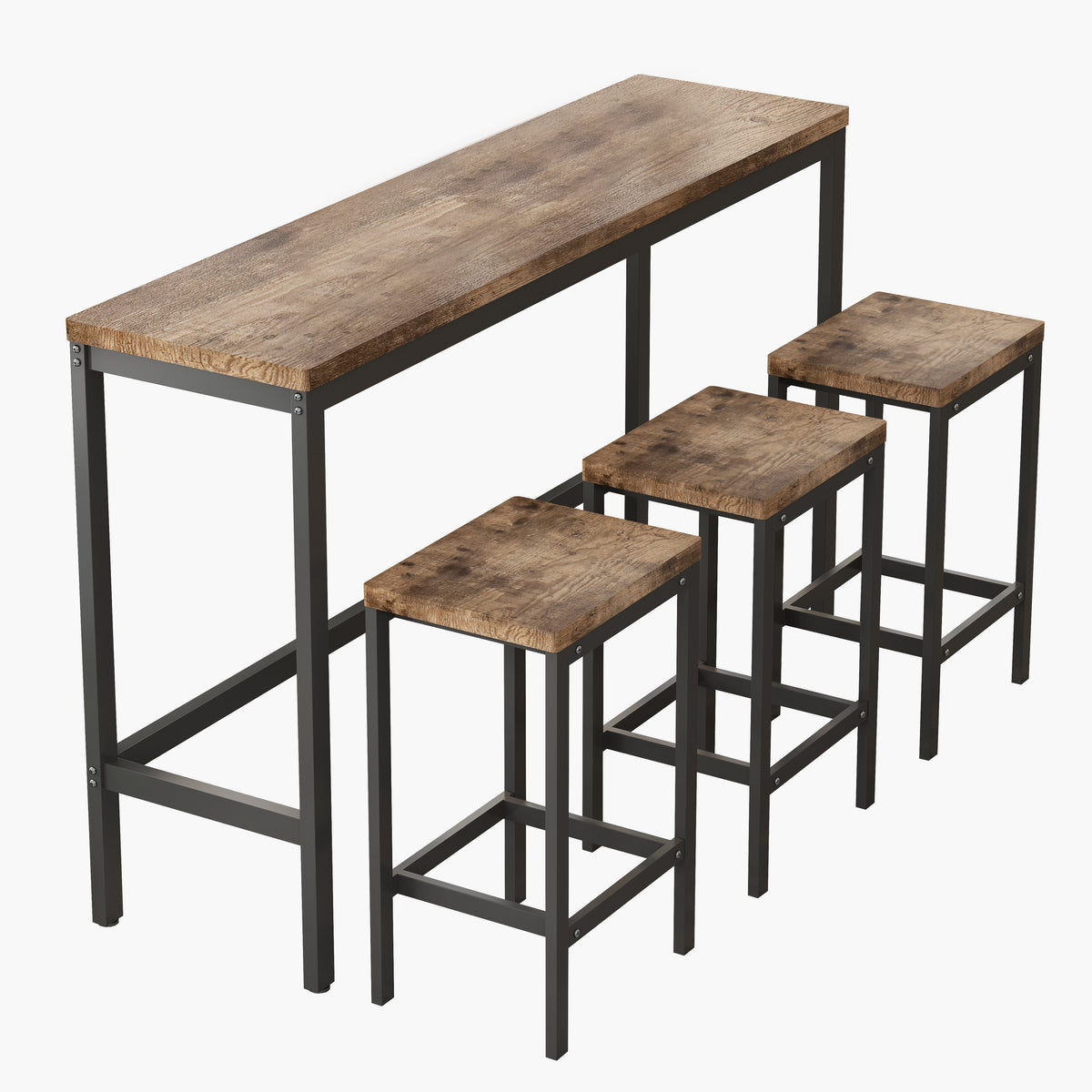 Modern Pub Dining Table with 3 Stools Natural Finish