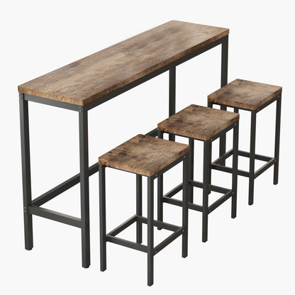 Modern Pub Dining Table with 3 Stools Natural Finish