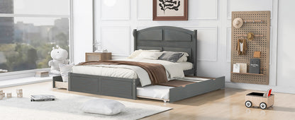 Queen Platform Bed with Trundle Antique Gray