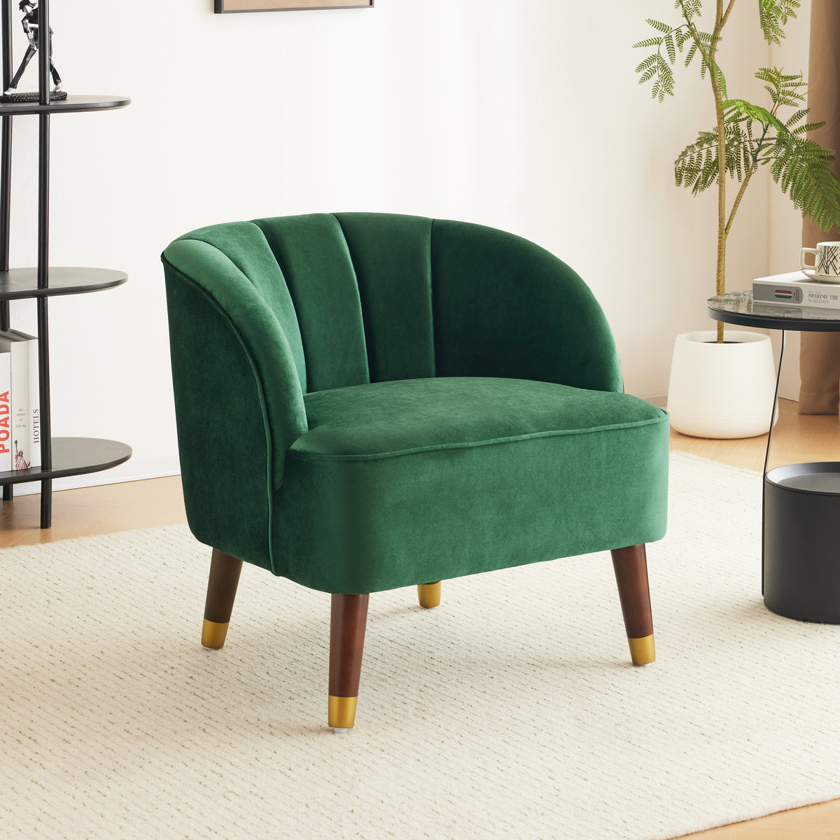 Upholstered Barrel Accent Chair Gray