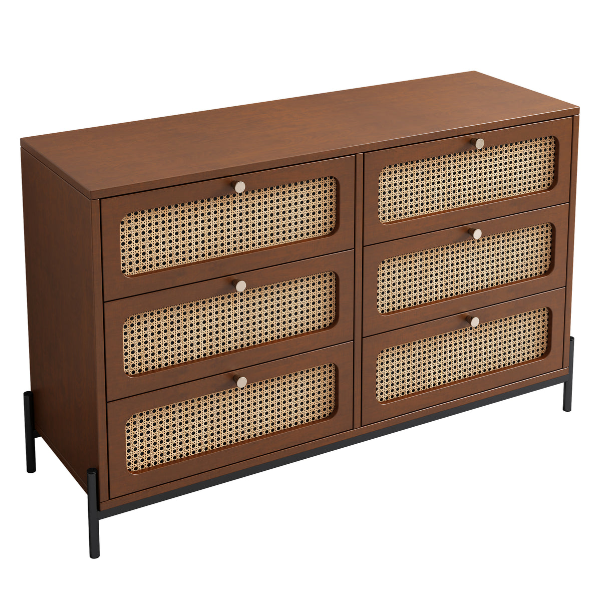Modern Rattan Wood Closet – Walnut