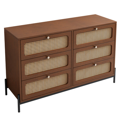 Modern Rattan Wood Closet – Walnut
