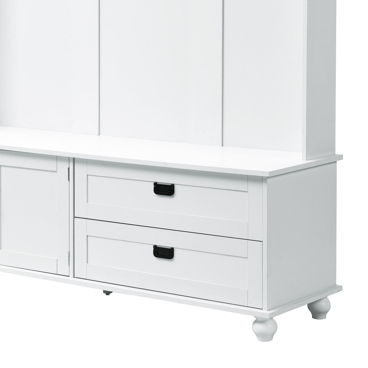 Modern Hall Tree with Drawers White