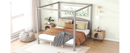 King Canopy Bed Gray Wash