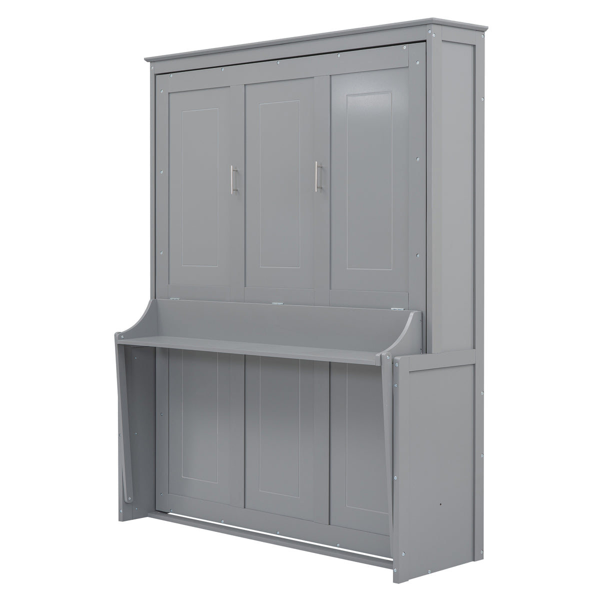 Queen Murphy Bed with Storage Gray