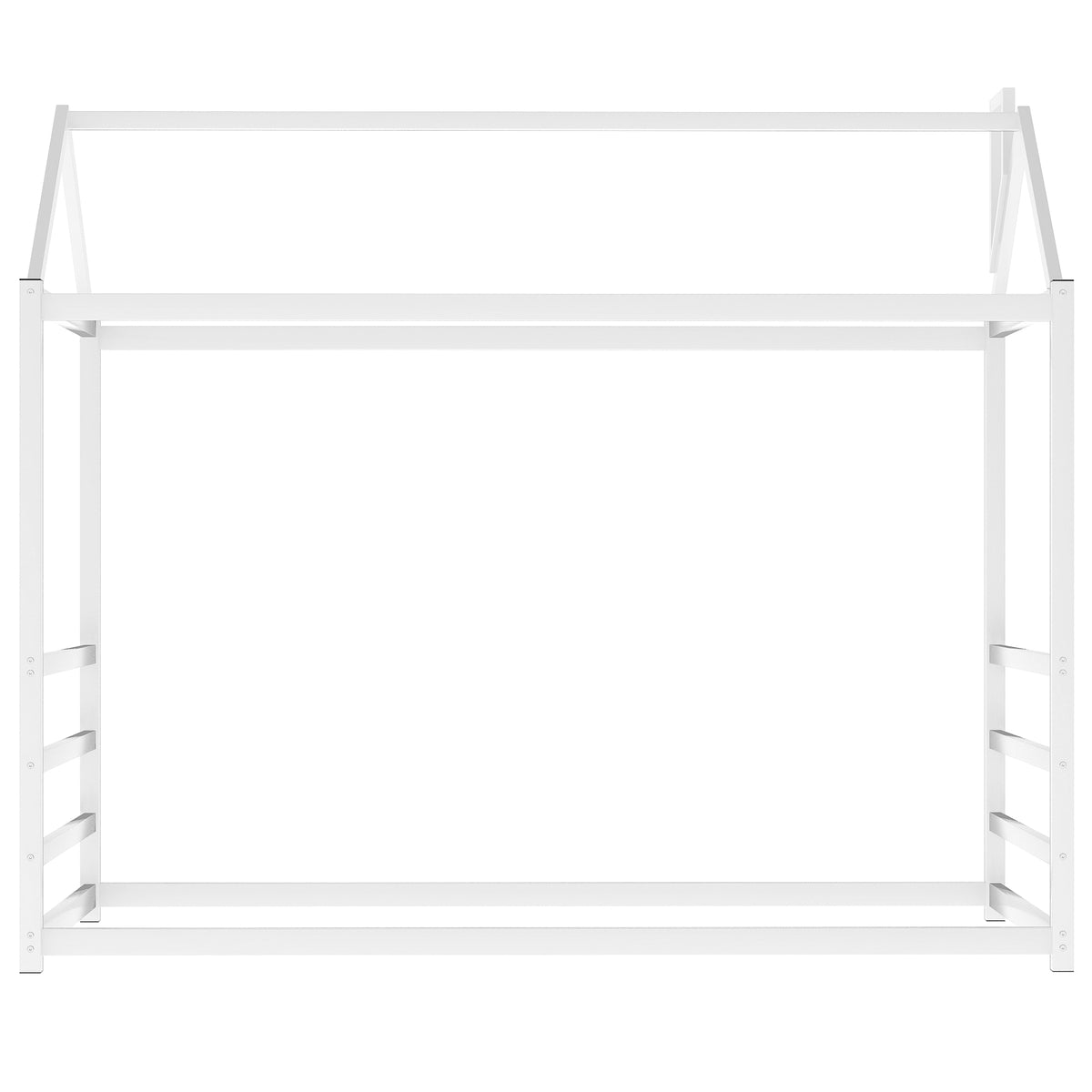 House Platform Bed with Chimney Roof – White