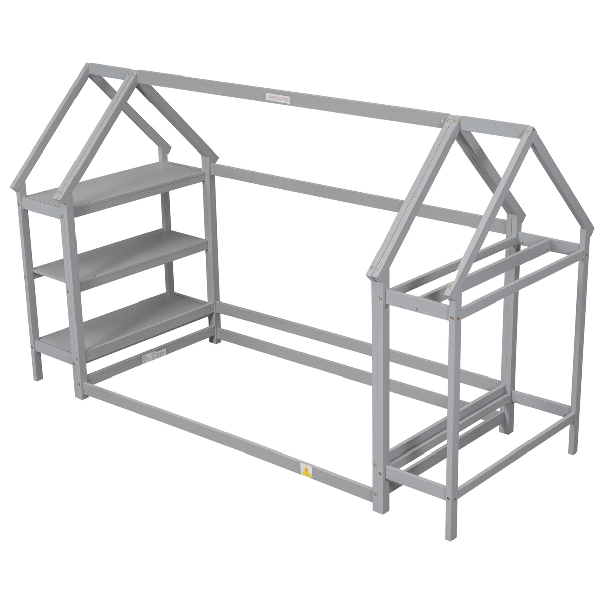 House Frame Platform Bed with Storage Gray