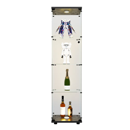 4-Layer LED Glass Display Cabinet Black