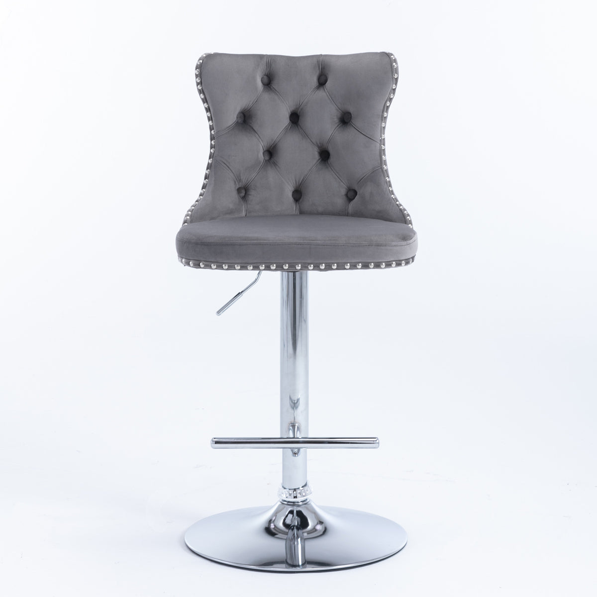 Modern Chrome Bar Stools Set of 2 Gray