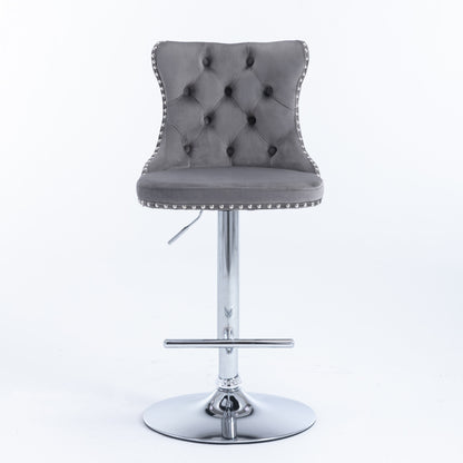Modern Chrome Bar Stools Set of 2 Gray