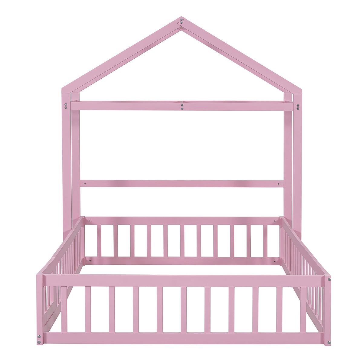 Full Wood Children’s Bed with Clothes Rack Pink