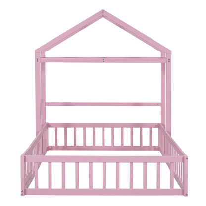 Full Wood Children’s Bed with Clothes Rack Pink
