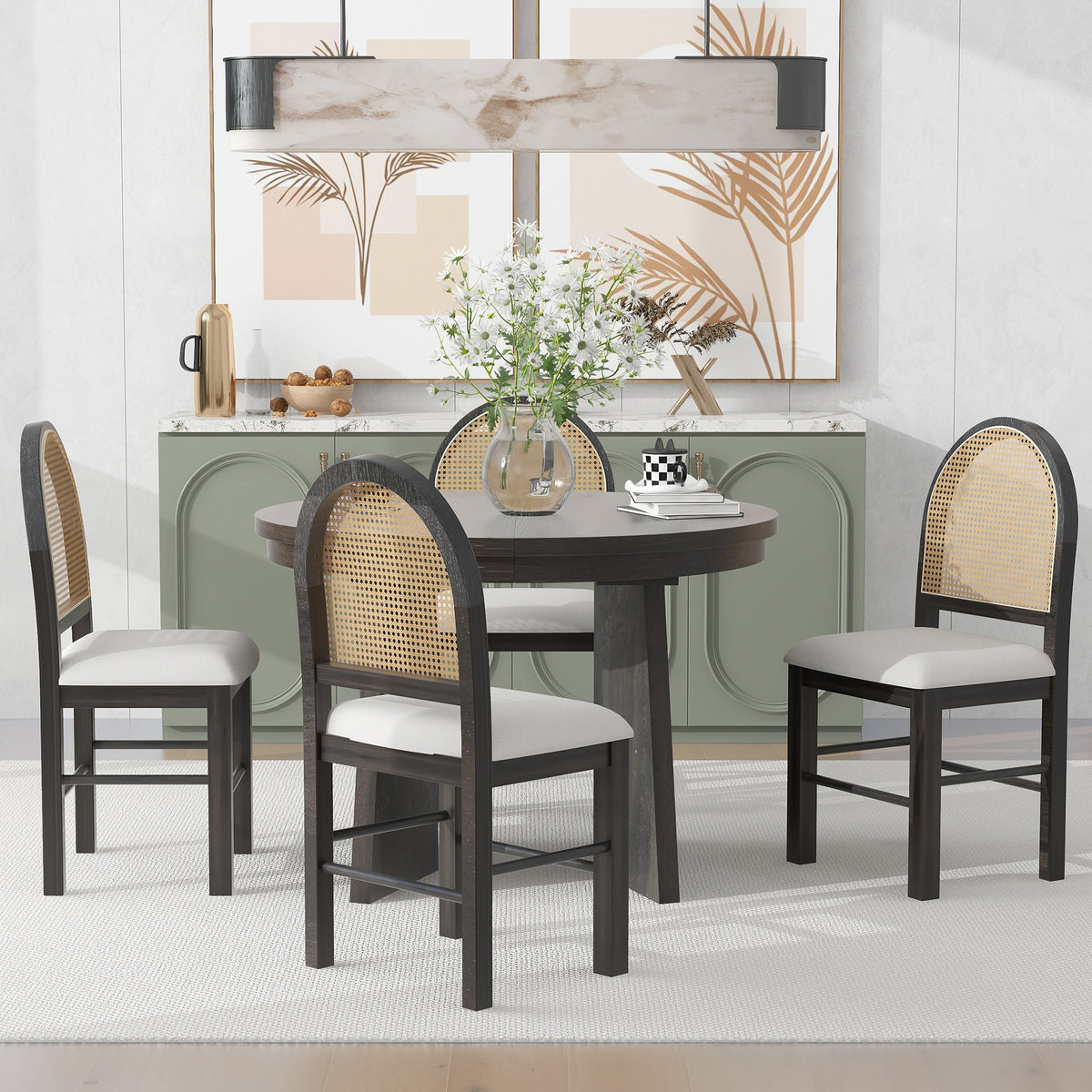 Retro Dining Set (5 pcs) – Espresso Finish