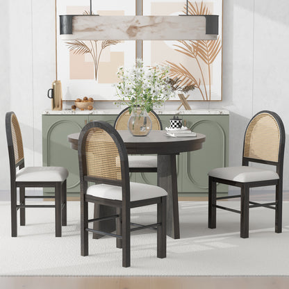 Retro Dining Set (5 pcs) – Espresso Finish