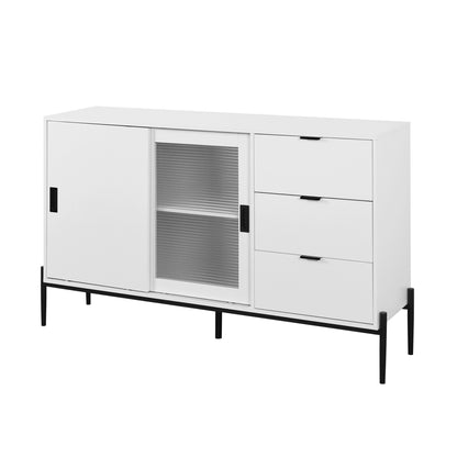 Modern White Console Cabinet with Sliding Doors