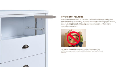 Safari 6-Drawer Dresser White