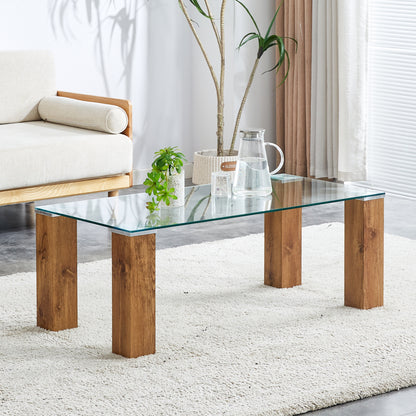 Glass-Top Coffee Table Set of 2 Transparent