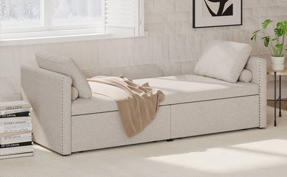 Linen Reclining Chaise Lounge – Beige