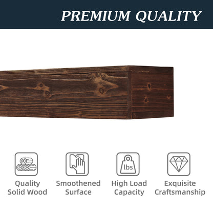 60-Inch Rustic Wood Floating Fireplace Mantel Espresso