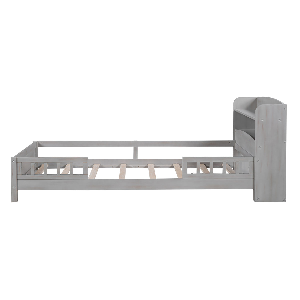 Wood Platform Bed Antique Gray