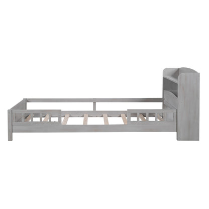 Wood Platform Bed Antique Gray