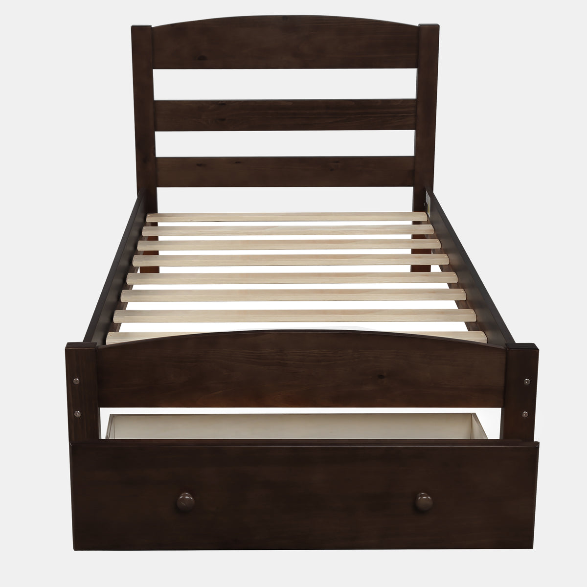 Espresso Twin Platform Bed with Storage Drawer