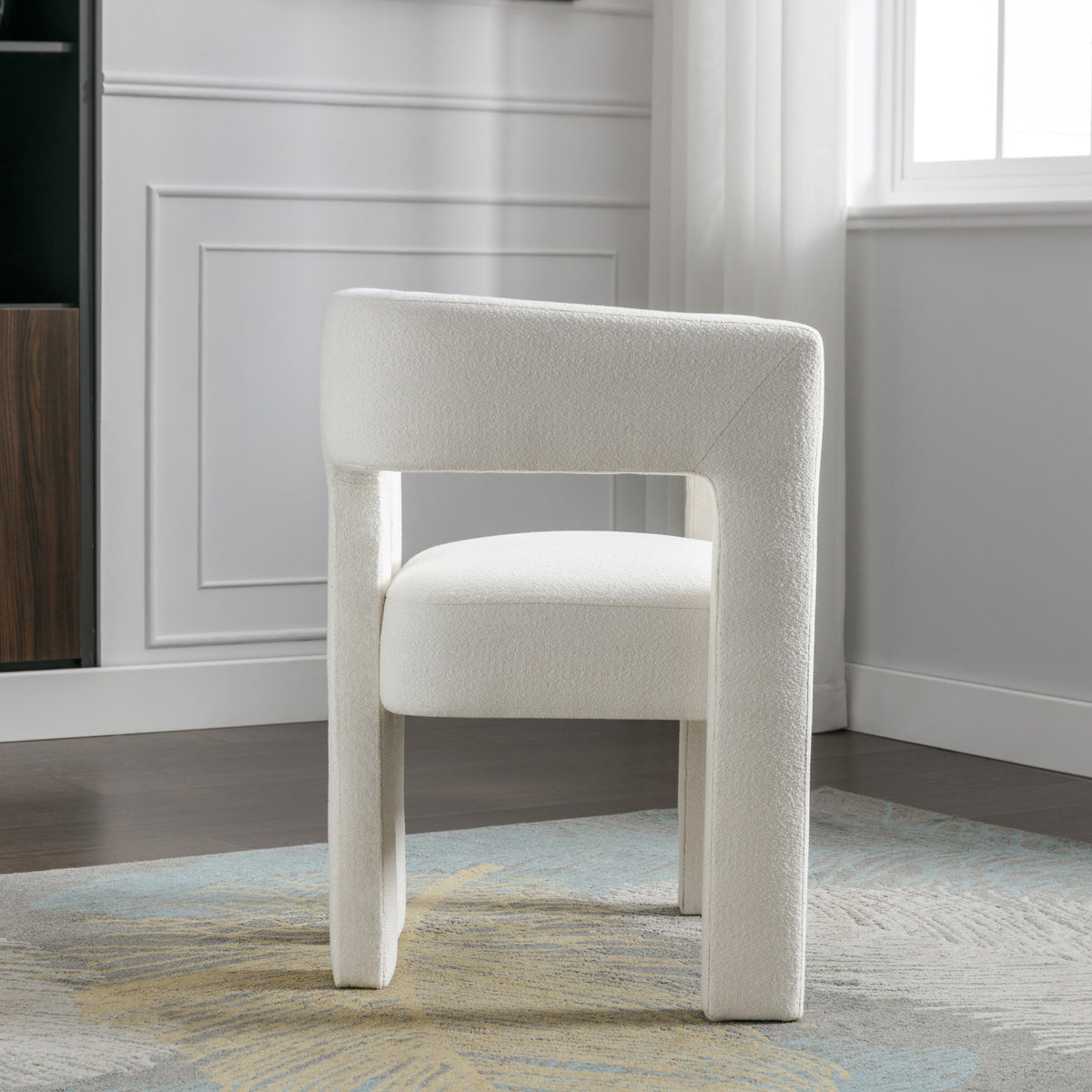 Contemporary Accent Chair Beige Upholstery
