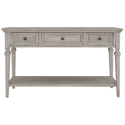 Gray Wood Console Table with Drawers