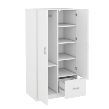 Double Wardrobe with Hanging Rod and Shelves White