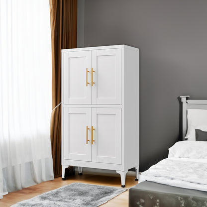 White Metal Kitchen Storage Cabinet Adjustable Shelf