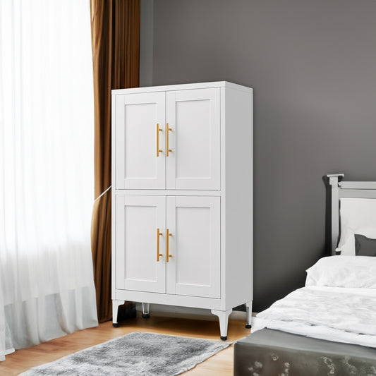 White Metal Kitchen Storage Cabinet Adjustable Shelf
