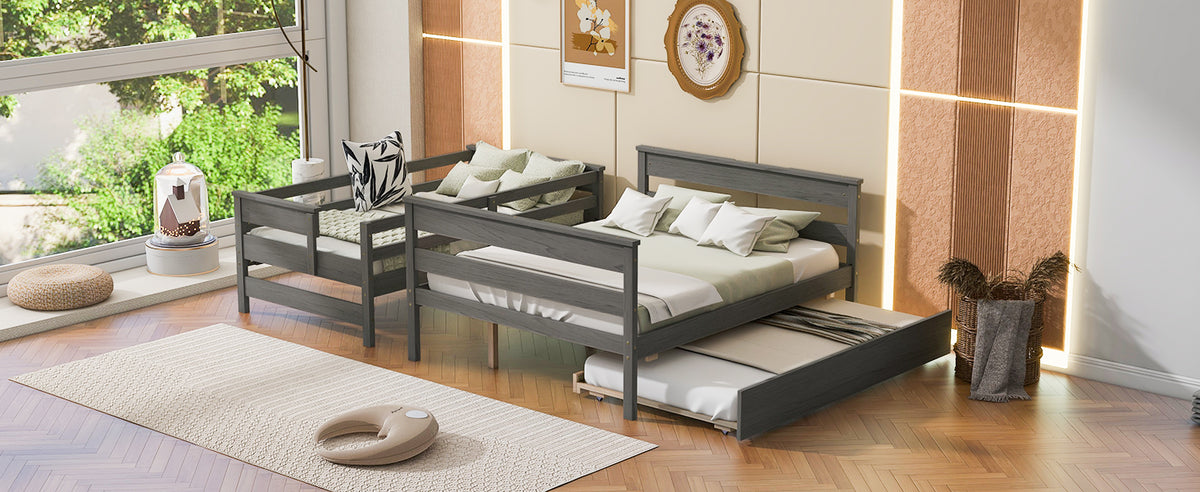 Twin Over Full Bunk Bed Gray
