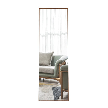 Brown Full-Length Floor Mirror Solid Wood Frame